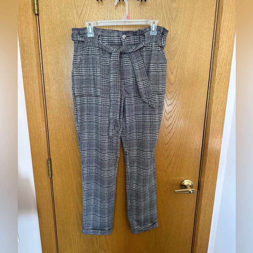 SO Black and White Plaid Pants